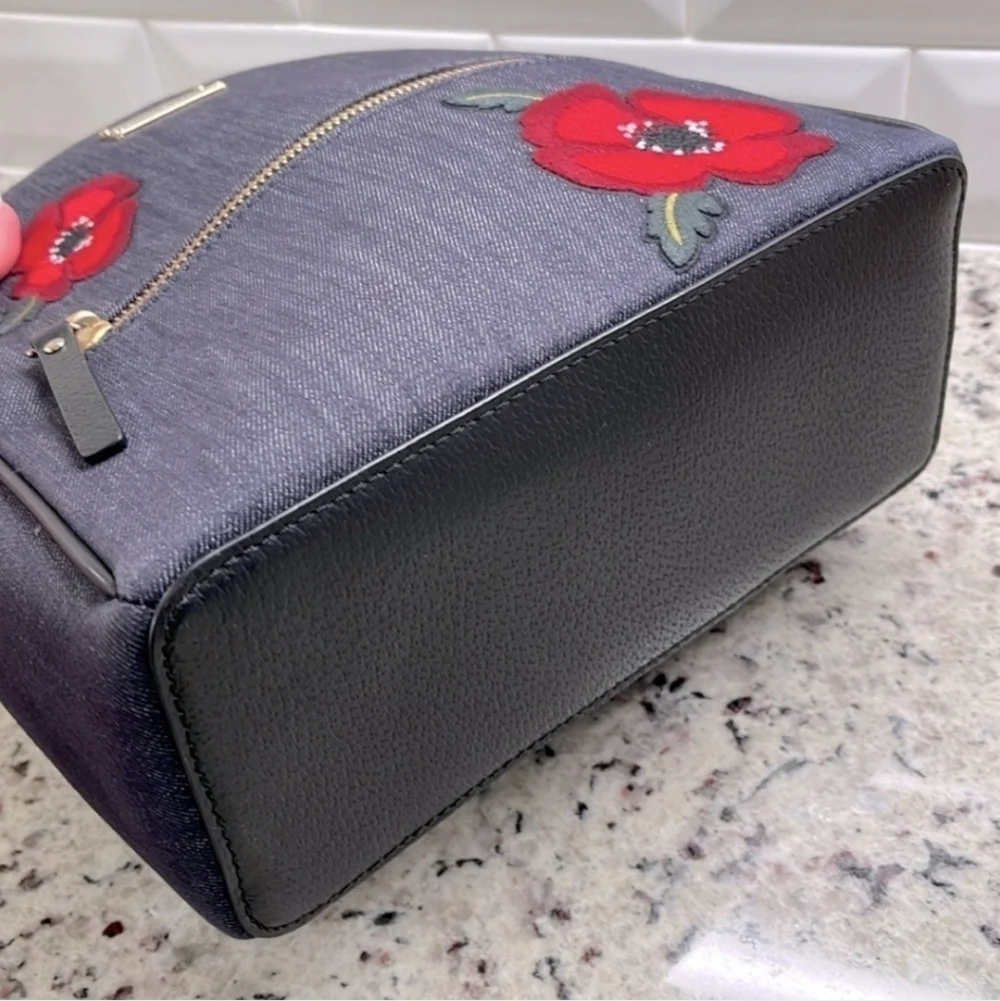 Kate Spade Black Backpack Red Floral Design